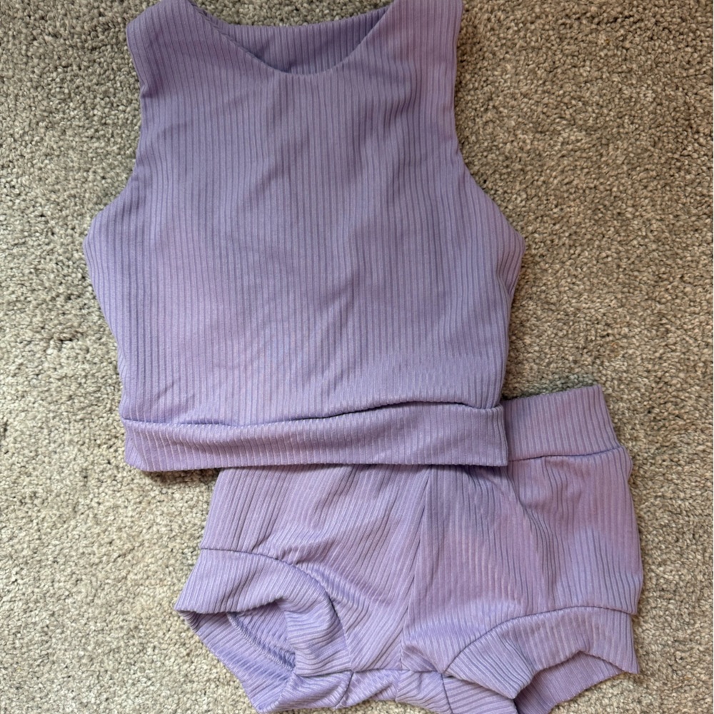 Purple Ribbed Two-Piece Set